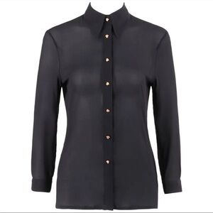 Gianni Versace Couture S/S 1999 Black Silk Medusa Head Button Down Size 44 IT